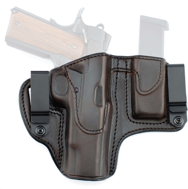 Texas 1836 Crusader - 2 In 1 Dual Clip Open Top Holster w/ Magazine Carrier Right Hand 1911 5in With No Attachment Brown - Texas 1836