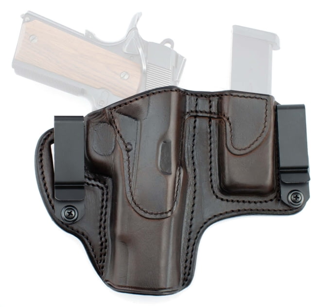 Texas 1836 KYDEX The Appendix - Dual Clip IWB Holster w/ Magazine Carrier Right Hand 1911 4in Hammer Down With No Attachment Brown - Texas 1836 Kydex