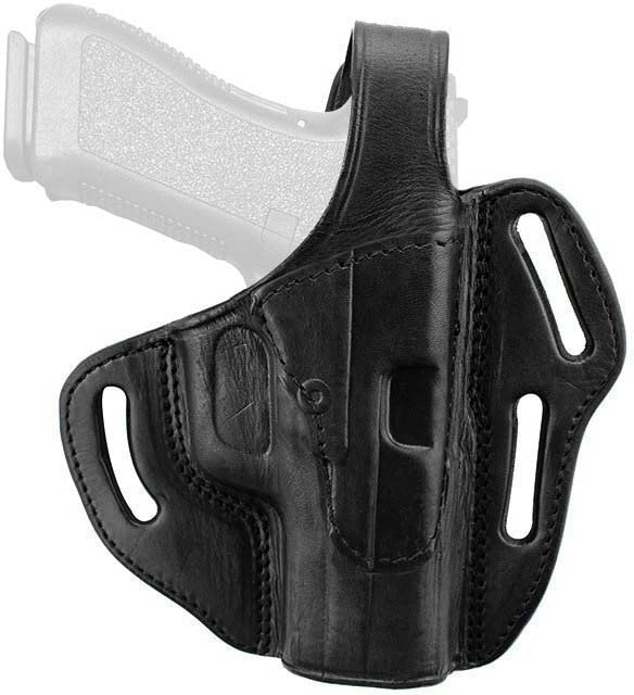 Texas 1836 Three Slots - Thumb Release OWB Holster Right Hand Most Glock Full Size 9mm/.40 and Similar Frame With No Attachment Black