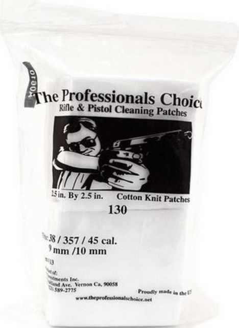 The Professionals Choice 100percent Cotton Knit White Square Patches 2.5x2.5 Small 38/357/9mm/10mm 0pk - The Professionals Choice