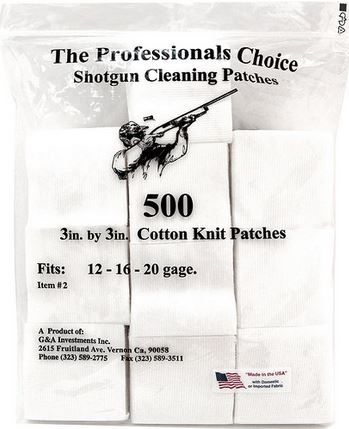 The Professionals Choice 100percent Cotton Knit White Square Patches 3x3 Large Shotgun 116-0 ga 500pk