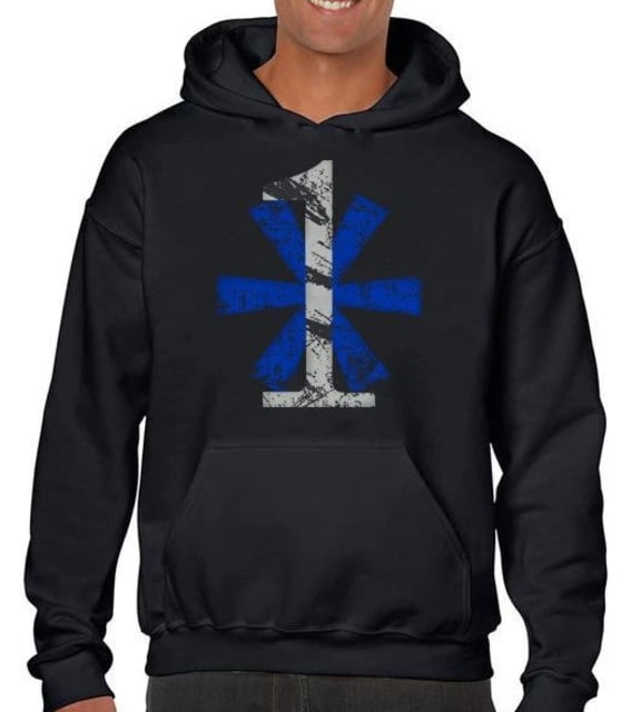 Thin Blue Line 1 Asterisk Hoodie Classic Black