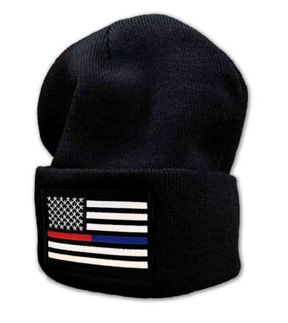 Thin Blue Line Beanie - Dual Line American Flag Thin Red Line