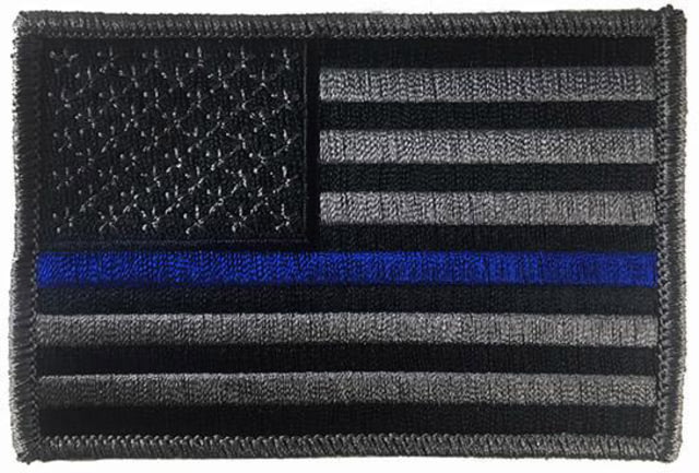 Thin Blue Line Black Background Patch 2 X 3 Inches Sew On Thin Blue Line - Thin Blue Line