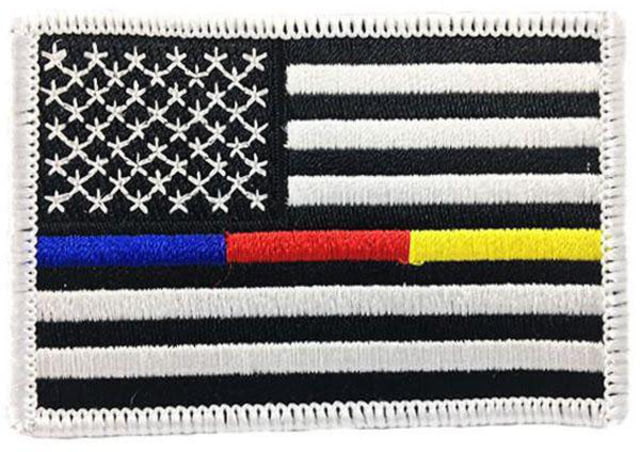 Thin Blue Line Blue/red/gold American Flag Patch 2 X 3 Inches Sew On Multi - Thin Blue Line
