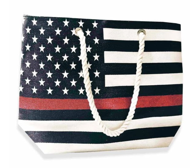 Thin Blue Line Canvas Tote Bag Thin Red Line American Flag - Thin Blue Line
