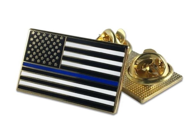 Thin Blue Line Classic American Flag Pin Double Clutch Backing Thin Blue Line - Thin Blue Line