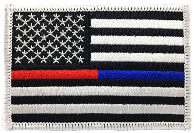 Thin Blue Line Dual Blue/red Line American Flag Patch 2 X 3 Inches Sew On White Border Red/white/blue - Thin Blue Line