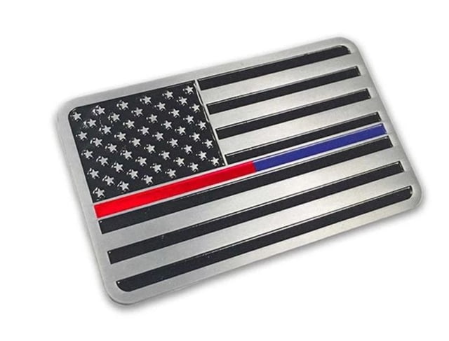 Thin Blue Line Dual Flag Car Emblem Red/blue - Thin Blue Line