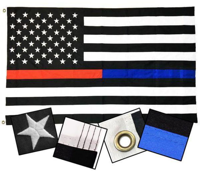 Thin Blue Line Durasleek Thin Dual Line American Flag Sewn & Embroidered Thin Red Line - Thin Blue Line