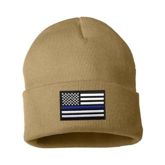 Thin Blue Line Flag Embroidered Beanie Desert