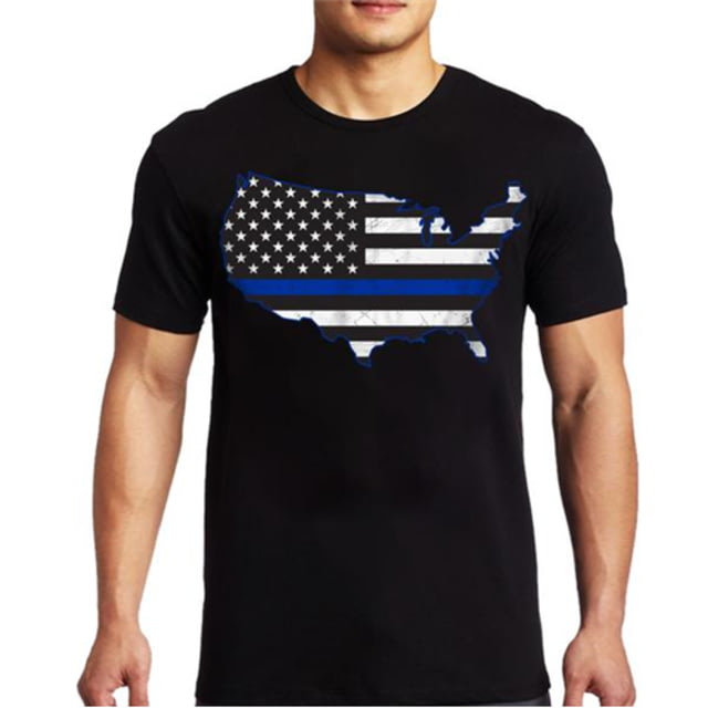 Thin Blue Line USA T-shirt - Mens 2XL Black