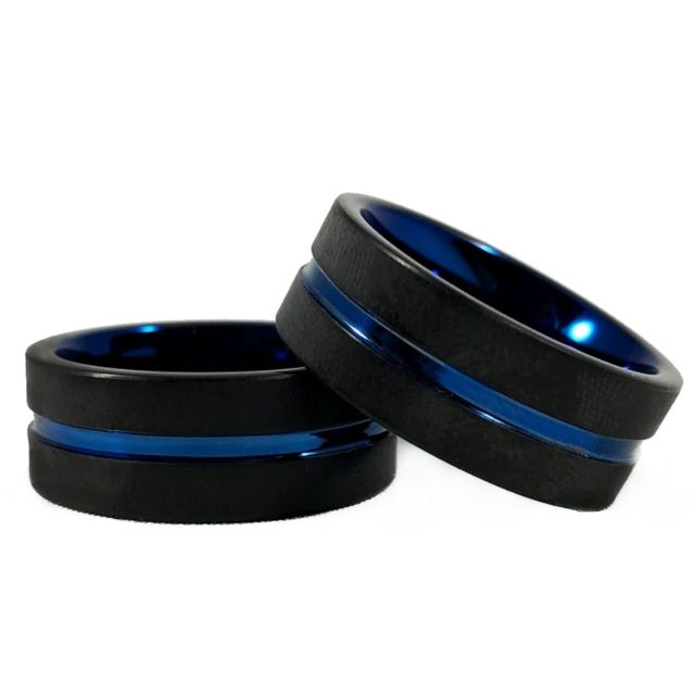 Thin Blue Line Men's Ring Black