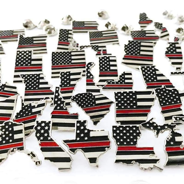Thin Blue Line New York Thin Red Line American Flag Pin - Thin Blue Line