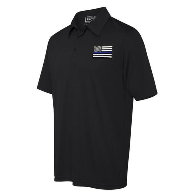 Thin Blue Line Polyester Sport Polo - Flag Black
