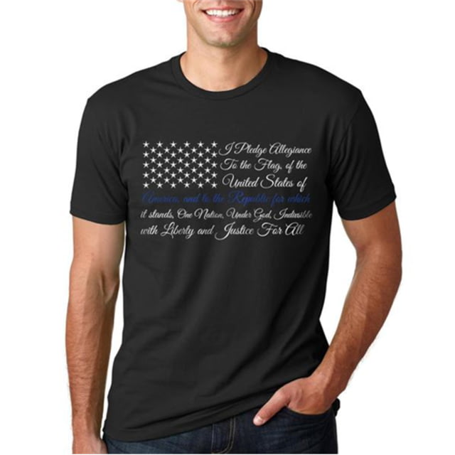 Thin Blue Line Pledge Of Allegiance Flag T-shirt - Mens Extra Large Black