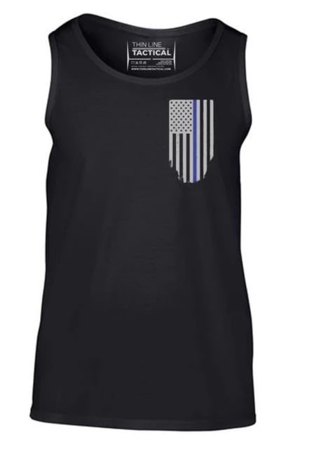 Thin Blue Line Tank - American Flag - Honor & Respect Black
