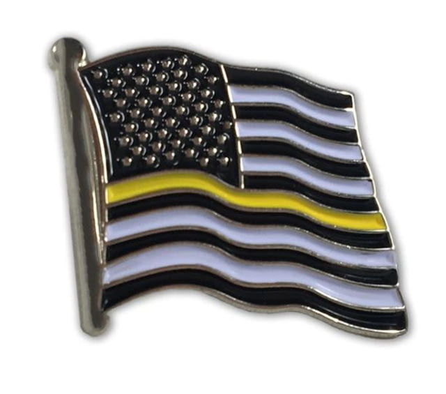 Thin Blue Line Thin Gold Line American Flag Pin - Thin Blue Line