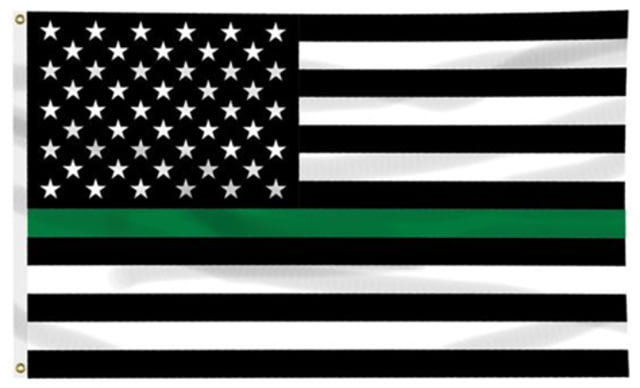 Thin Blue Line Thin Green Line American Flag 3 X 5 Ft - Thin Blue Line