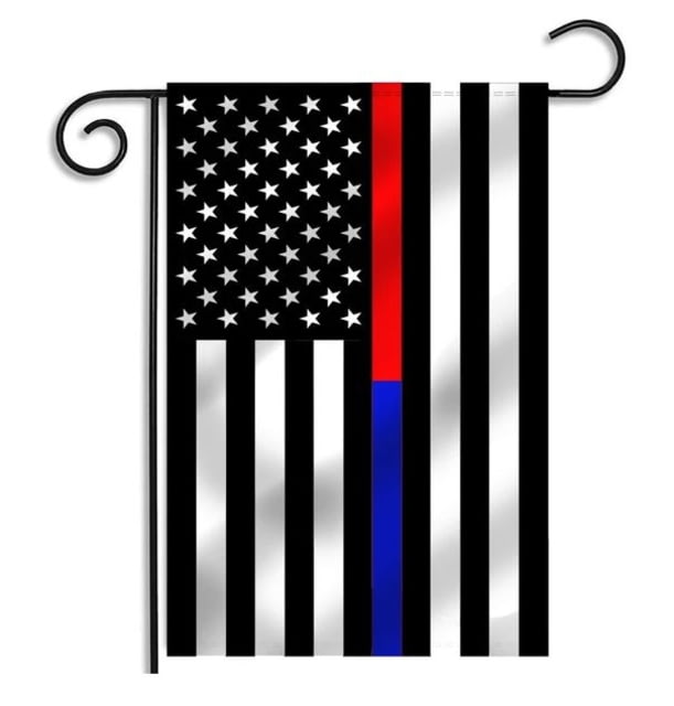 Thin Blue Line Thin Red Line & Dual Garden Flag Red/blue - Thin Blue Line
