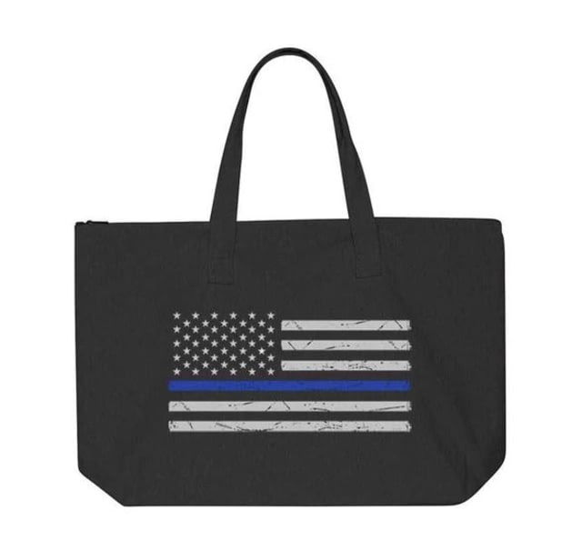 Thin Blue Line Tote Bag W/flag Black - Thin Blue Line
