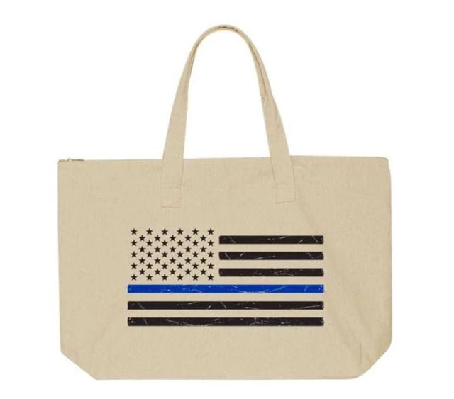 Thin Blue Line Tote Bag W/flag White - Thin Blue Line