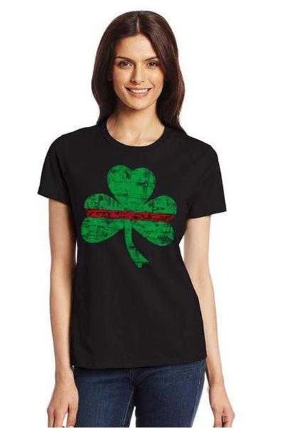 Thin Blue Line Women's T-shirt Shamrock Thin Red Line