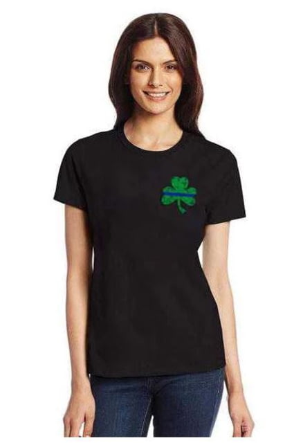 Thin Blue Line Women's T-shirt Shamrock Thin Blue Line