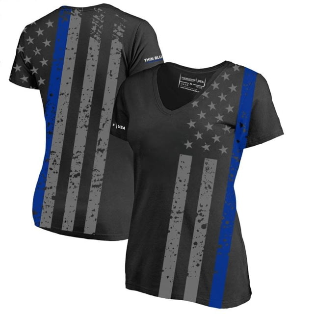 Thin Blue Line Women's Athletic V-neck T-shirt - All-over