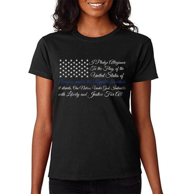 Thin Blue Line Women's T-shirt - Pledge Of Allegiance Flag