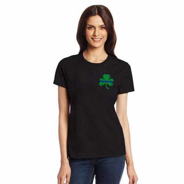 Thin Blue Line Women's T-shirt Shamrock Thin Blue Line