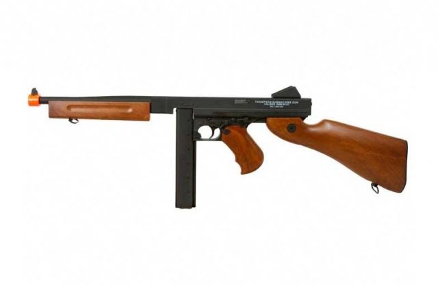 Thompson M1A1 AEG Metal Gears/Gearbox Incl Batt & Chrg Black/Brown - Thompson