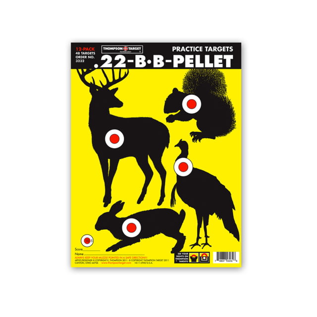 Thompson Target .22-BB-Pellet Animal Hunting 9x12in Paper Shooting Targets 50 Pack Yellow Small 50 - Thompson Target