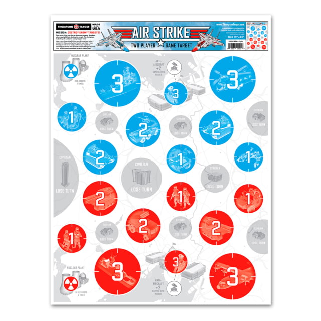 Thompson Target Air Strike 2 Player Shooting Game Targets - 19x25in 100 Pack Multi Extra Large - Thompson Target