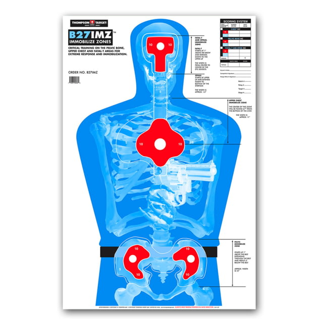 Thompson Target B27-IMZ Life Size 25x38in Silhouette Paper Shooting Targets 25 Pack Blue 2XL - Thompson Target