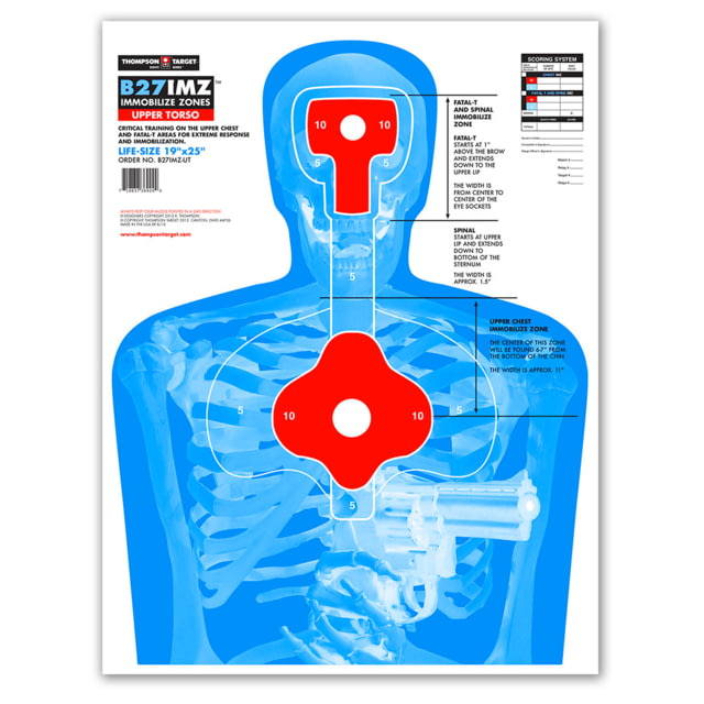 Thompson Target B27-IMZ Upper Torso 19x25in Silhouette Shooting Targets 20 Pack Blue Extra Large - Thompson Target