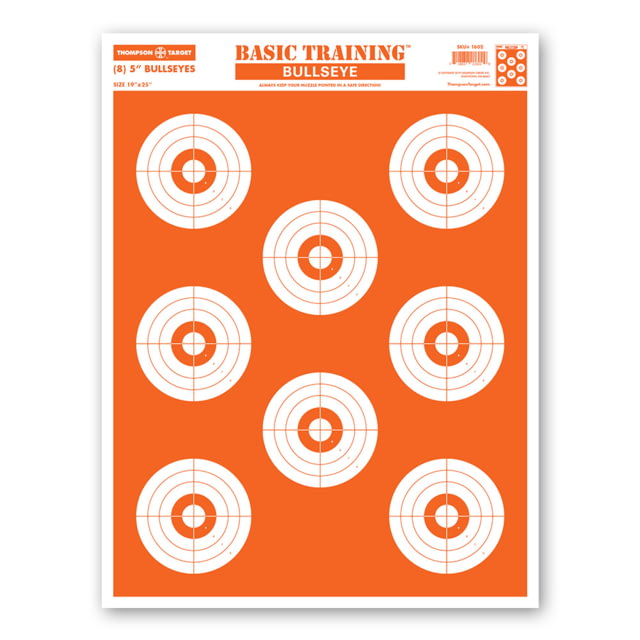 Thompson Target Basic Training Bullseye 19x25in Economy Paper Shooting Targets 100 Pack Orange Extra Large - Thompson Target