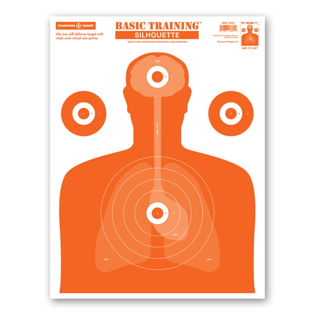 Thompson Target Basic Training Silhouette 19x25in Life Size Economy Paper Shooting Targets 100 Pack Orange Extra Large - Thompson Target