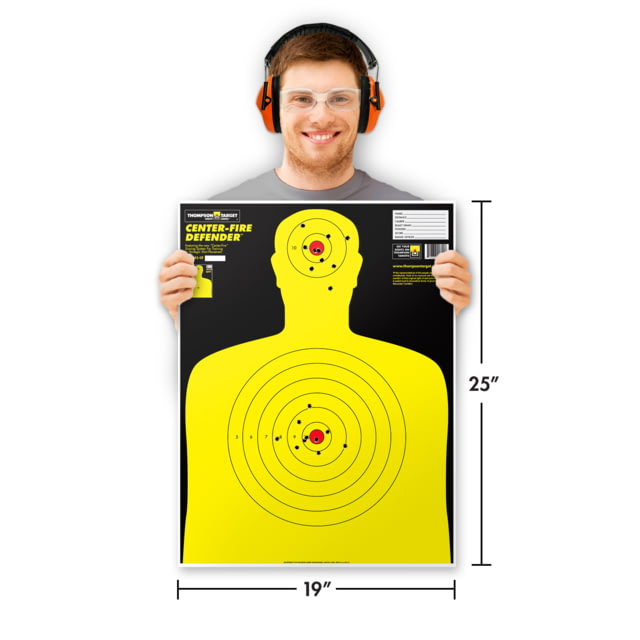 Thompson Target Center-Fire 19x25in Life Size Silhouette Paper Shooting Targets 20 Pack Yellow Extra Large - Thompson Target