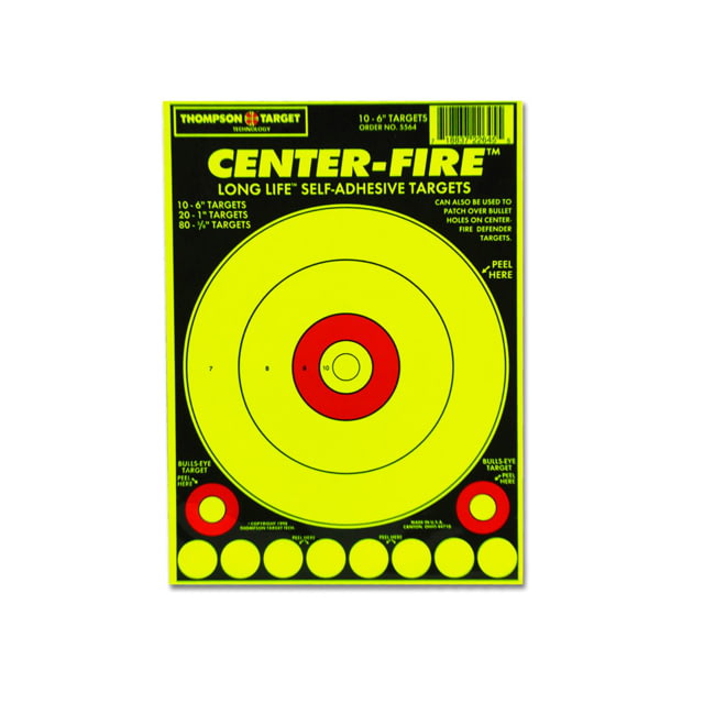 Thompson Target Center-Fire 6.5x9in Adhesive Peel & Stick Targets 30 Pack Yellow XS - Thompson Target
