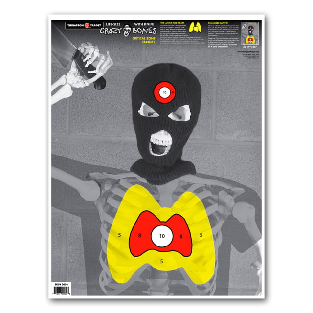 Thompson Target Crazy-Bones Knife Paper Shooting Targets 19x25in 100 Pack Yellow Extra Large - Thompson Target