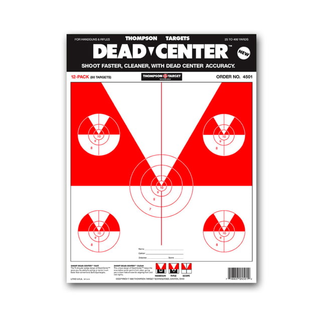 Thompson Target Dead Center Shooting Targets 9x12in Paper 50 Pack Red Small 50 - Thompson Target
