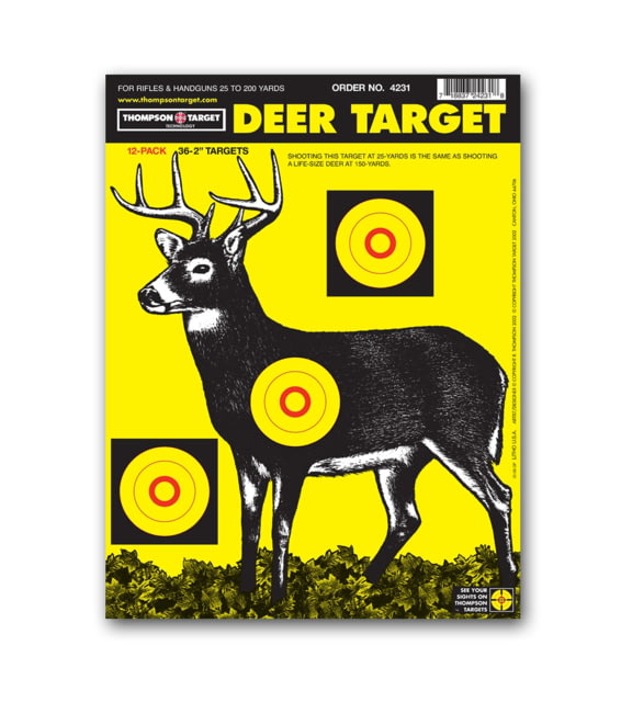 Thompson Target Deer Sight In Targets 9x12in 50 Pack Yellow Small 50 - Thompson Target