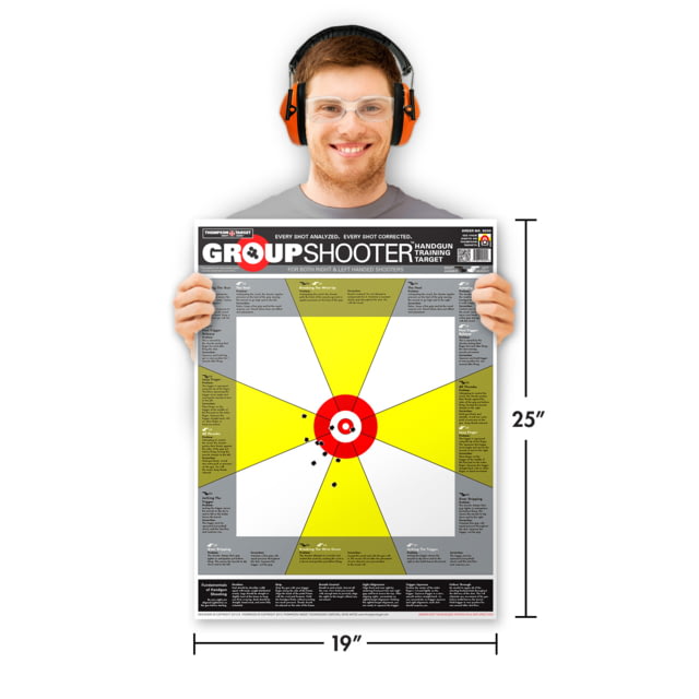 Thompson Target Group Shooter Handgun - Paper Diagnostic Shooting Targets - 19x25in 20 Pack Yellow Extra Large - Thompson Target