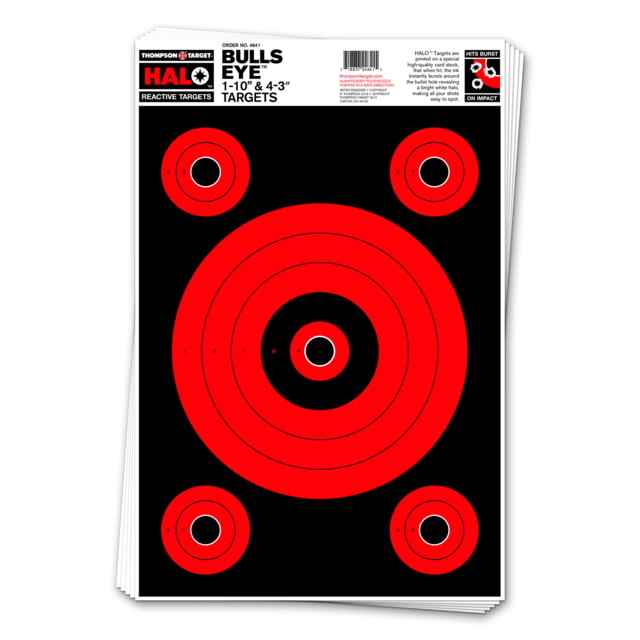 Thompson Target HALO Bullseye 10&3 Reactive Splatter Targets 12.5x19 50 Pack Black/Red Large - Thompson Target
