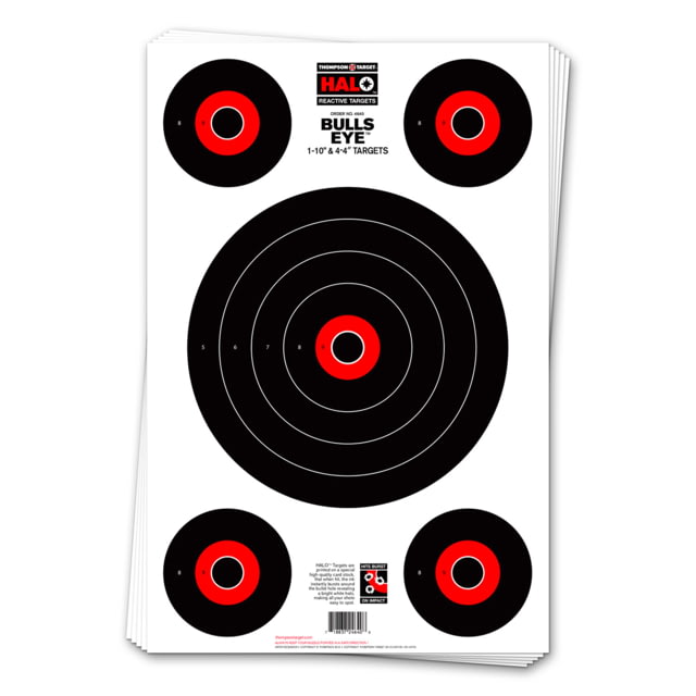 Thompson Target HALO Bullseye 10&4 Reactive Splatter Targets 12.5x19 50 Pack Black/Red Large - Thompson Target