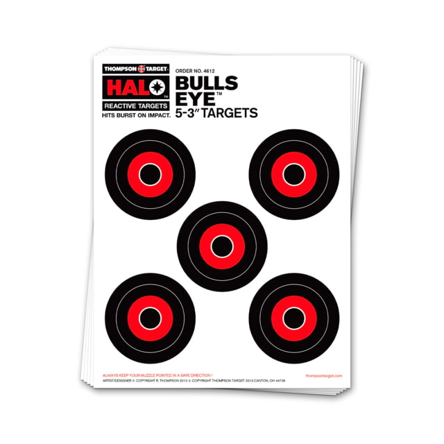 Thompson Target HALO Bullseye 3in Reactive Splatter Targets 8.5x11 20 Pack Black/Red Small - Thompson Target