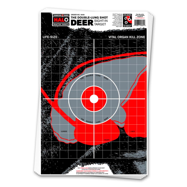 Thompson Target HALO Life-Size Deer Vitals Reactive Splatter Targets 12.5x19 10 Pack Black/Red Large - Thompson Target