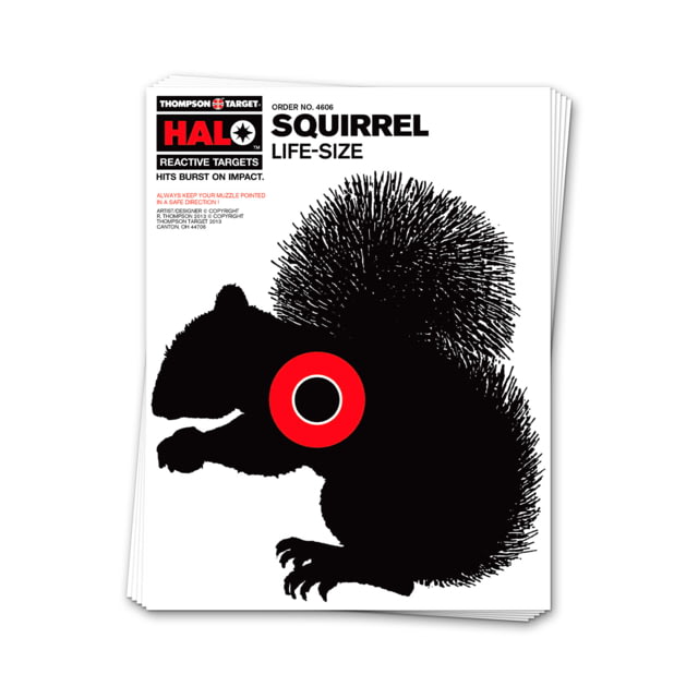 Thompson Target HALO Life-Size Squirrel Reactive Splatter Targets 8.5x11 20 Pack Black/Red Small - Thompson Target