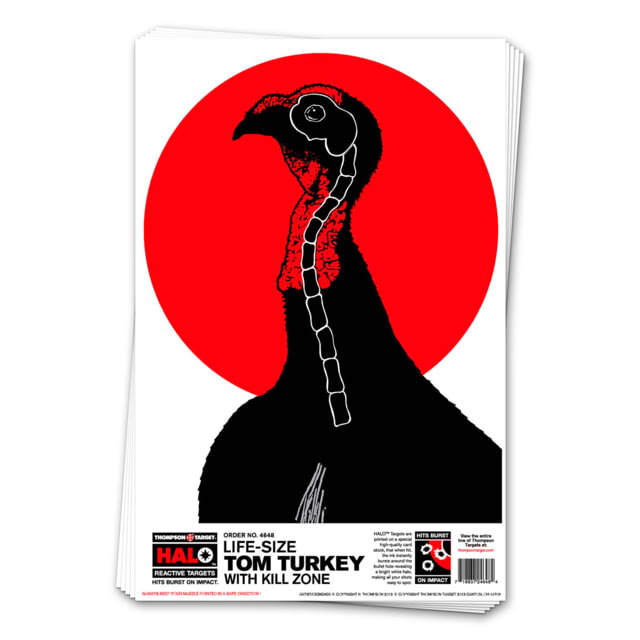 Thompson Target HALO Life-Size Turkey Reactive Splatter Targets 12.5x19 50 Pack Black/Red Large - Thompson Target